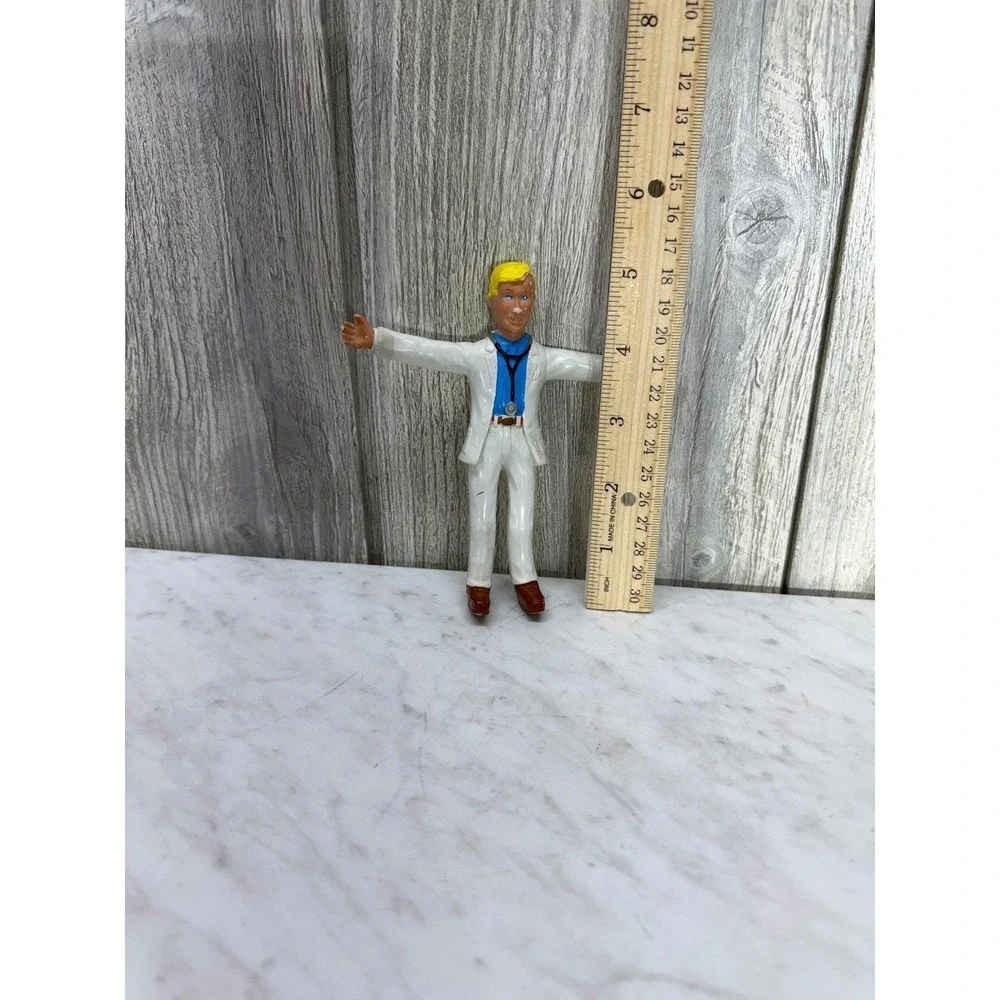 Vintage 1994 Doctor Action Figure Blonde Male Medical Toy White Suit Bendy